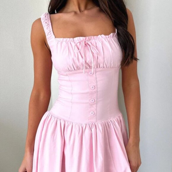 Decorative Button Square Neck Cami Dress - Picture 1 of 9